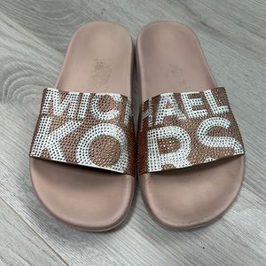 Michael Kors Gilmore Crystal Slides Soft Pink Logo